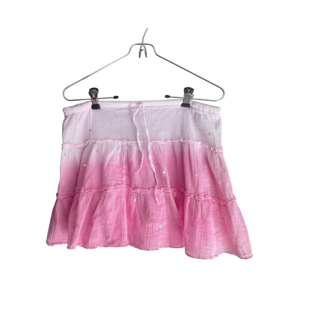 Y2K Pink Ombre Tiered Mini Skirt Women's Medium Want! Retro Boho Coquette Fairy